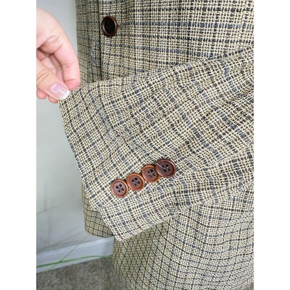 Hugo Boss Tweed Sport Coat Blazer 42L Brown Check Loro Piana Zelander Wool - Picture 10 of 14